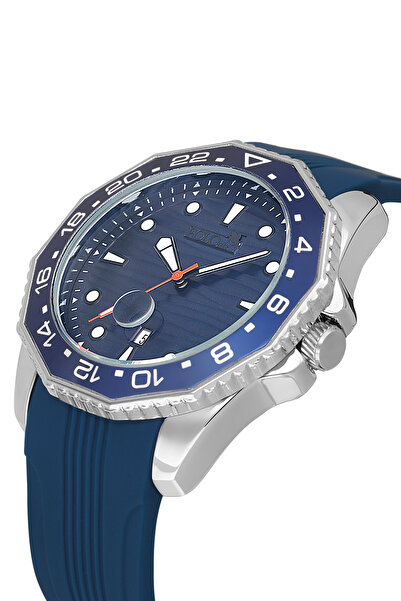 Polo Air Mercek Calendar Rotating Case Silicone Men's Wristwatch Navy Blue Si...