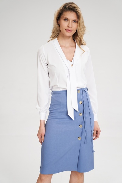 Figl Fustă creion midi cu nasturi, albastră M697, mărimea S