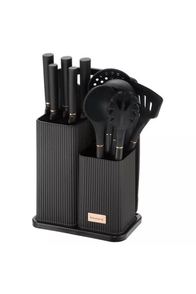 Klausberg KB 7835 kitchen utensil set, 12 pcs, Stainless steel, Black