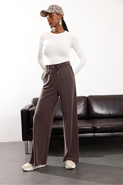 5in1Canpolat Bitter Brown Elastic Waist Modal Tracksuit 1146