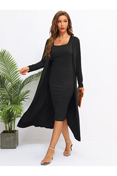 FridayIn Female Profession Round neck Solid color Slim Dress suit
