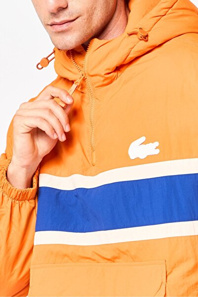 Lacoste Men Brand Logo Quilted Pullover Puffer Jacket, Orange