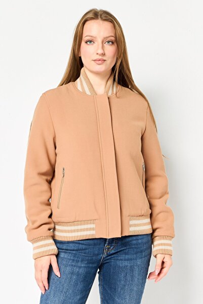 Lacoste Women Solid Bomber Jacket, Tan