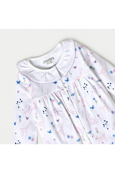 Juniors All-Over Print Closed Feet Sleepsuit with Long Sleeves