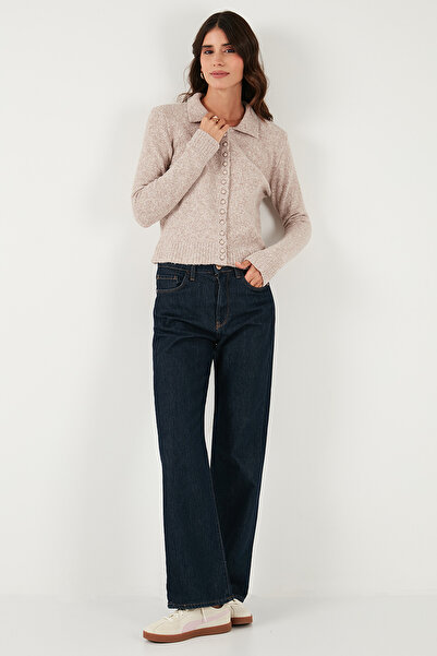 Lela Wool Blend Regular Fit Buttoned Polo Neck Cardigan Cardigan 4617013