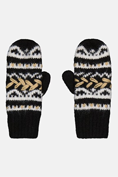 Reserved قفازات محبوكة نسائية، زوج واحد، أسود