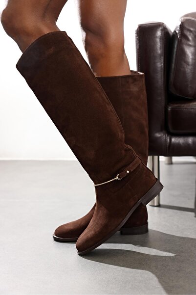 5in1Canpolat Brown Suede Classic Riding Boots 24449