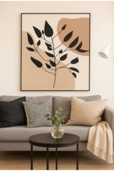 bity thok Botanical artwork in earthy colors (100×100 cm)