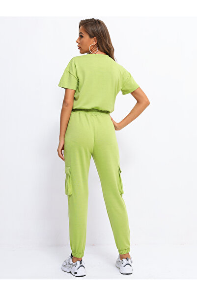 FridayIn Female Street style Round neck Solid color Loose Pants suit