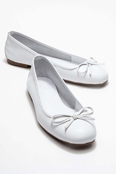 Zeynep Sıradağlı Poetry Γυναικεία Γνήσιο Δέρμα Μπαλαρίνα Λευκή Επένδυση Color...