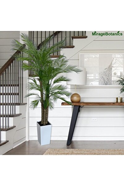 MirageBotanics Artificial Palm Tree 210cm Faux Palm Tree in White Planter - Indoor/Outdoor