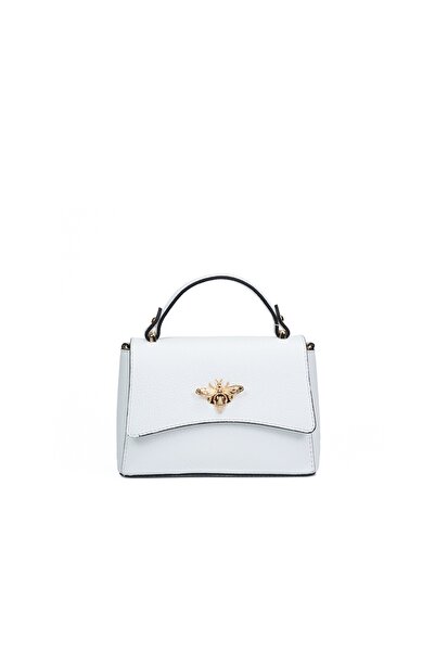 Posete Fagaras Kirsti Leather Purse - White, 1 Compartment, Casual Bag Made of Genuine Leather, Handbag, Bags