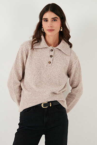 Lela Wool Blend Regular Fit Buttoned Polo Neck Sweater Polo Neck Sweater 4617019