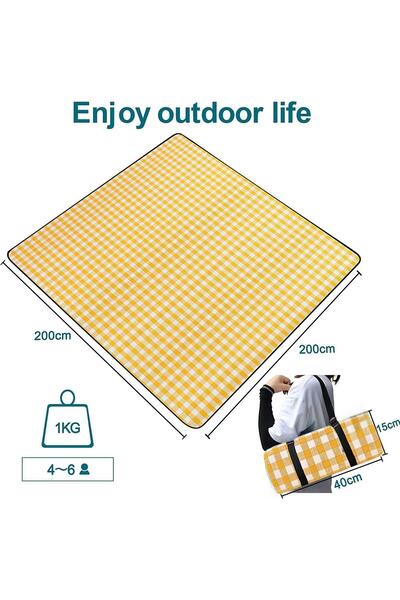 Generic Large Picnic Mat,Lightweight Portable Picnic Blanket,200 * 200 CM Sand Proof Mat for Camping,Hiking