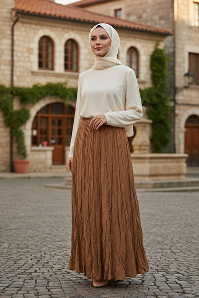 N.S NEVA STYLE Crinkled Biscuit Hijab Skirt 9217Bs