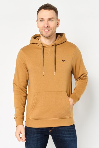 Threadbare Men Hooded Embroidered Logo Long Sleeves Sweatshirt, Camel