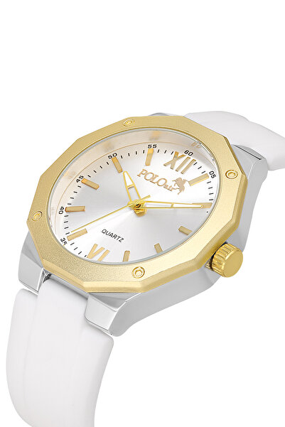 Polo Air Metal Case Silicone Cord Men's Wristwatch White Gold Silver Color Pl-7048E5X