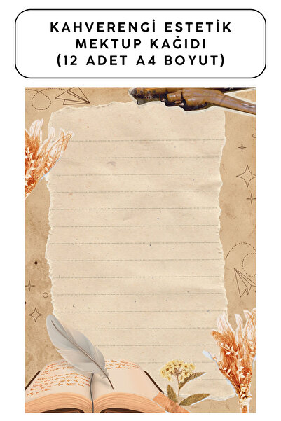 Organik Yolda ورق رسائل جمالي بني (12 قطعة بحجم A4)