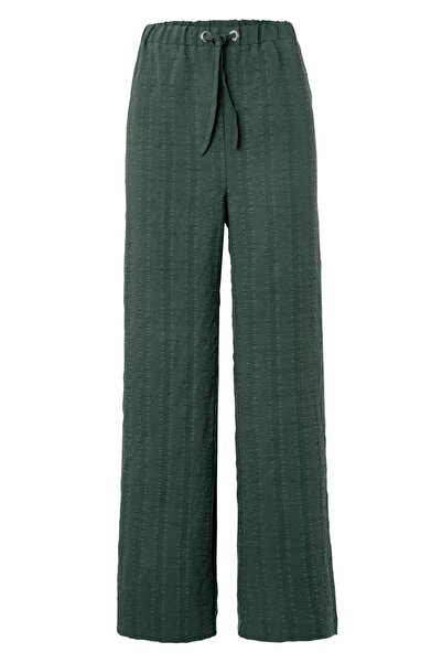 Tchibo Women Regular Fit Drawstring Palazzo Pants, Green