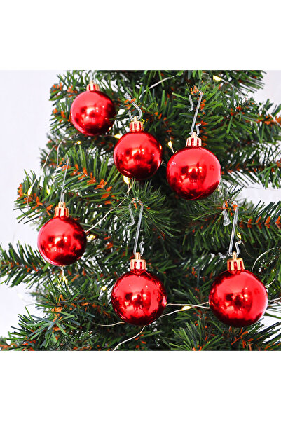 BEST PARTİ 12-Piece 3 cm Red Christmas Tree Ornament Ball
