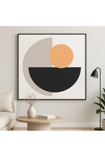 bity thok Geometric wall art with an orange circle (100×100 cm)