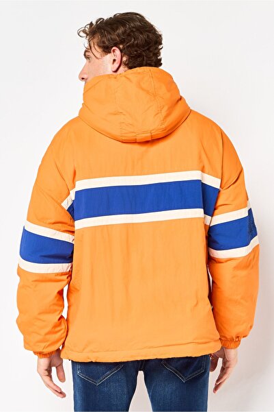 Lacoste Men Brand Logo Quilted Pullover Puffer Jacket, Orange