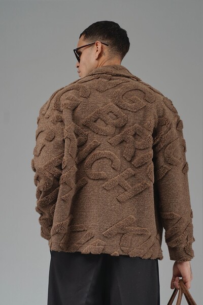 AKÇAYLAR Oversized Plush Jacket with Snap Closure on the Front, Without Lining and Without Pockets