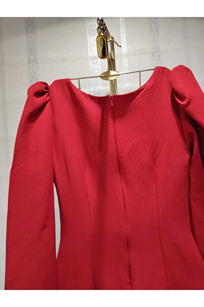 Ressian fashion red crepe evening dress