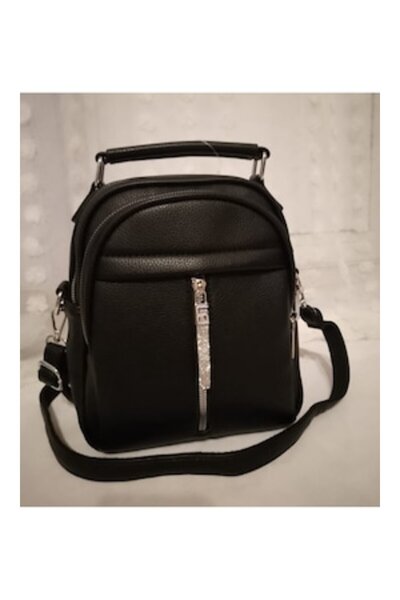 O.M.D SARA-SHOP Women's Backpack, Faux Leather, Black, 24x22x10 cm