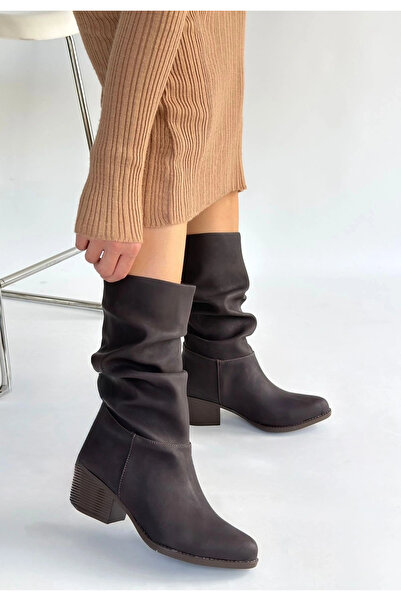 thebestnzm Yior Brown Nubuck Heeled Boots