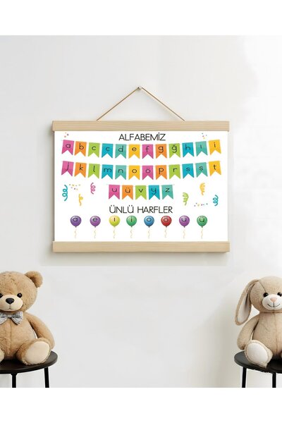 idealizbiz Αφίσα σε καμβά με το τουρκικό αλφάβητο