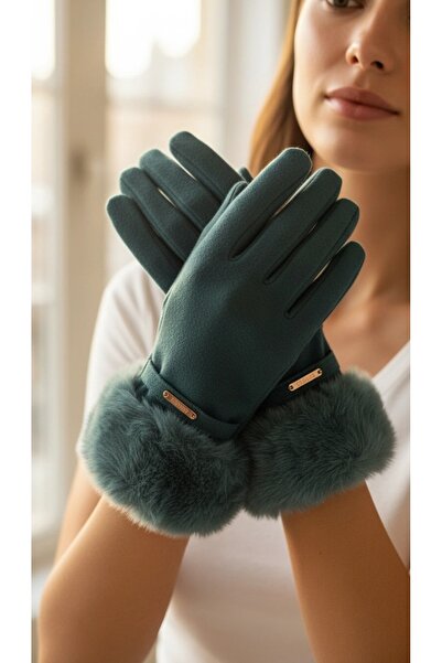 gigigiyim Women's Gloves with Faux Fur Detail