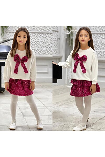 ALPİDS 3-Piece Girl's Set with Sequin Fabric Balloon Skirt