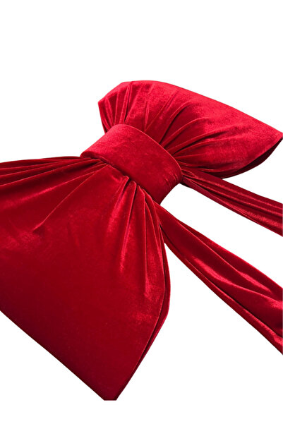 Flashmarket Christmas Tree Ornament Ribbon, Red Velvet Christmas Bow, Indoor-Outdoor Decor, 60x40cm