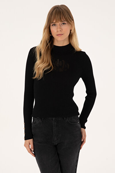U.S. Polo Assn. Women's Black Half Turtleneck Sweater 50310051-Vr046