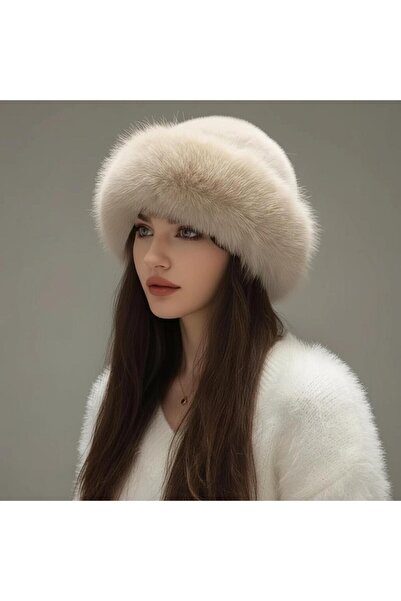 gigigiyim Women's Kalpak Beret with Faux Fur Detail