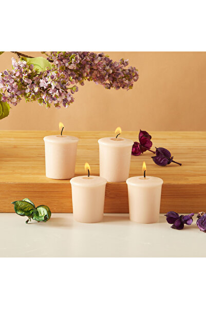 Lifestyle Essentials 4-Piece Dark Wood Scented Votive Candle Set - 12 H