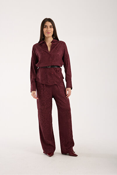 DeChival Women's Casual Suit - Baggy Pants and Loose Shirt - Textured Suit