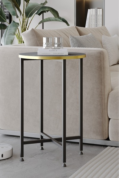 Bino Yan Sehpa Orta Sehpa Zigon Sehpa Metal Yuvarlak C Sehpa Koltuk Sehpası Servis Sunum Sehpası Lux