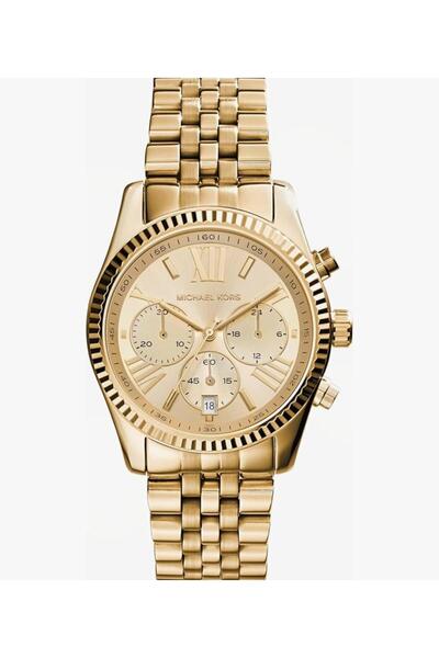 Michael Kors Michael ساعة كورس ليكسينغتون التناظرية المصنوعة من الفولاذ المقاوم للصدأ والميناء الذهبي للنساء MK7378