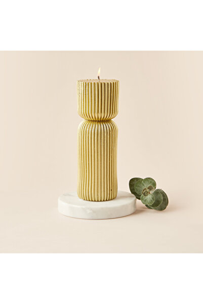 Lifestyle Ribbed Hourglass Unscented Pillar Candle - 23 cm