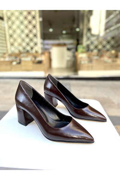 Gloriys Ayakkabı & Çanta Bitter Coffee 6cm Thick Heel Comfortable Mold Heel Shoes 01653