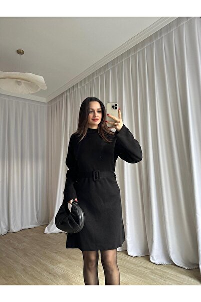 Mooi Butik Mi̇u Knitwear Mini Dress 8615 - Black