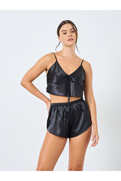 Styli Solid Satin Cami and Shorts Set