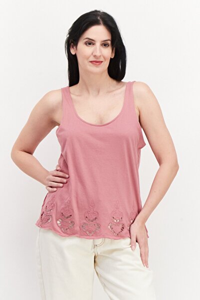 PROMOD Women Scoop Neck Plain Tank Top, Mauve
