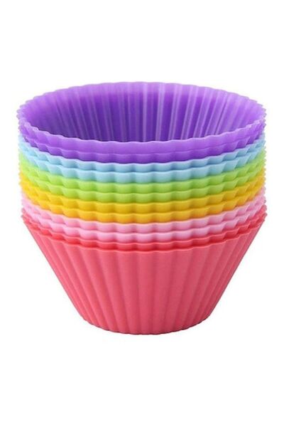 FORHOUSE Set of 12 silicone muffin molds, 7x3 cm, multicolor