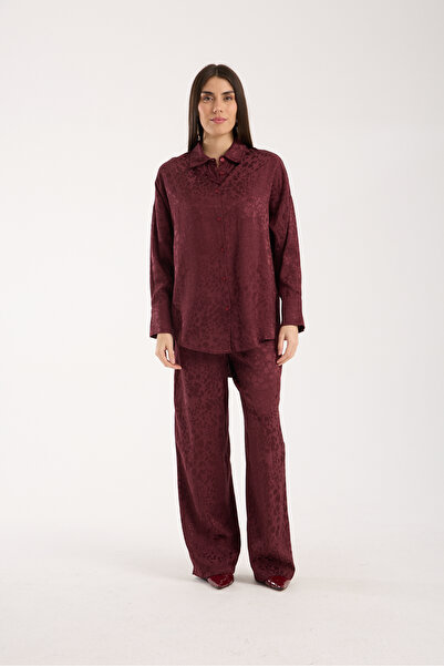 DeChival Women's Casual Suit - Baggy Pants and Loose Shirt - Textured Suit