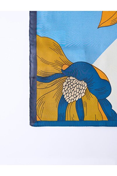 Jimmy Key Blue Color Floral Pattern Woven Scarf