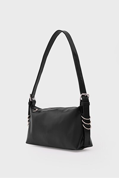 Shule Bags Loop Ring Detailed Baguette Bag Black