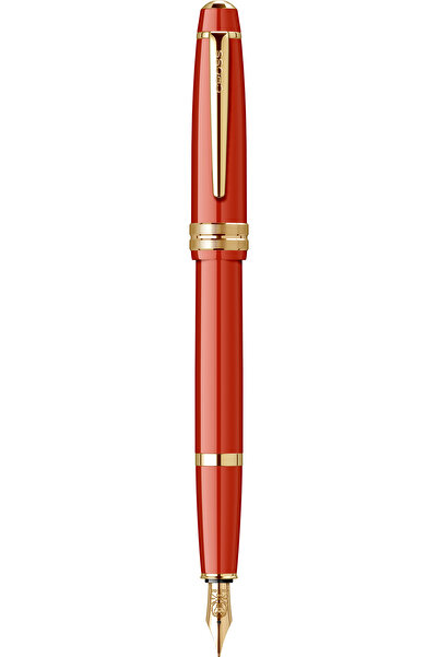 Cross Bailey Light Glossy Resin Amber GT Pen, glossy ABS body, red